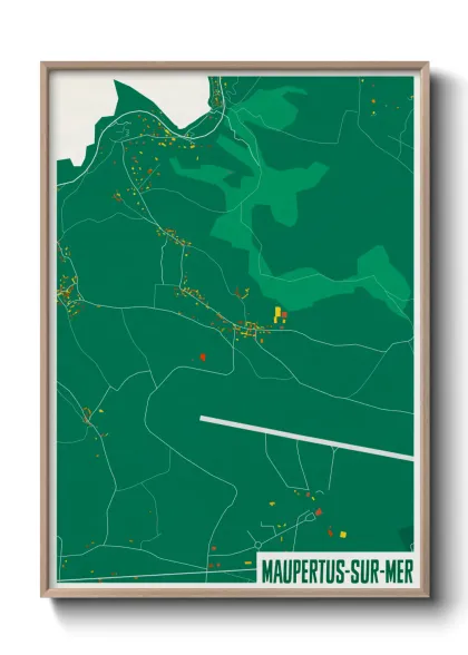 Une affiche de carte sur Maupertus-sur-Mer