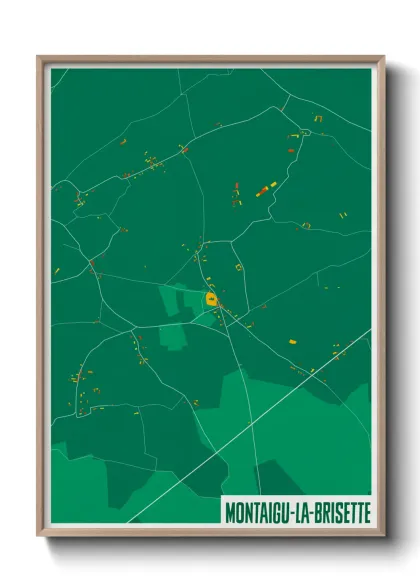 Une affiche de carte sur Montaigu-la-Brisette