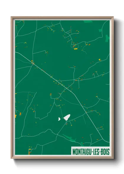 Une affiche de carte sur Montaigu-les-Bois