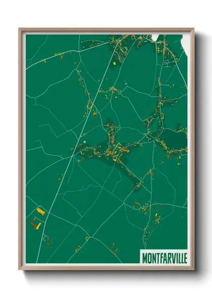 Une affiche de carte sur Montfarville