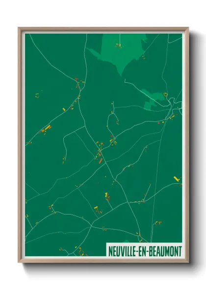 Une affiche de carte sur Neuville-en-Beaumont