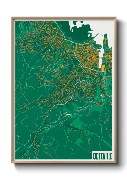 Une affiche de carte sur Octeville