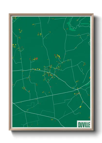Une affiche de carte sur Ouville