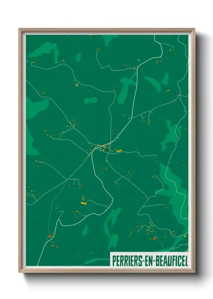 Une affiche de carte sur Perriers-en-Beauficel