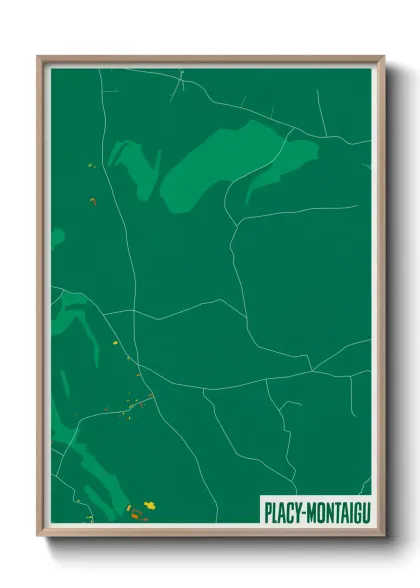 Une affiche de carte sur Placy-Montaigu