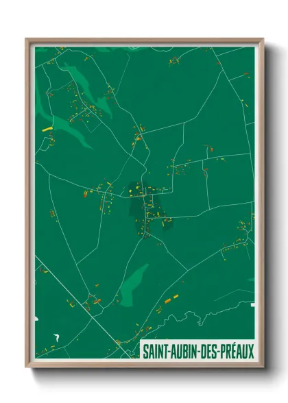Une affiche de carte sur Saint-Aubin-des-Préaux