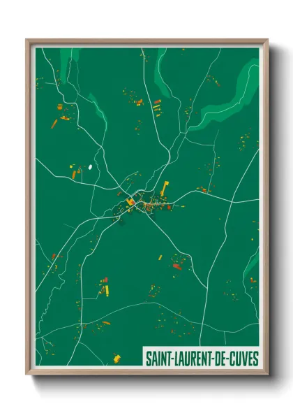 Une affiche de carte sur Saint-Laurent-de-Cuves