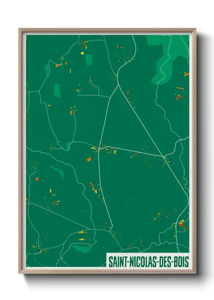Une affiche de carte sur Saint-Nicolas-des-Bois