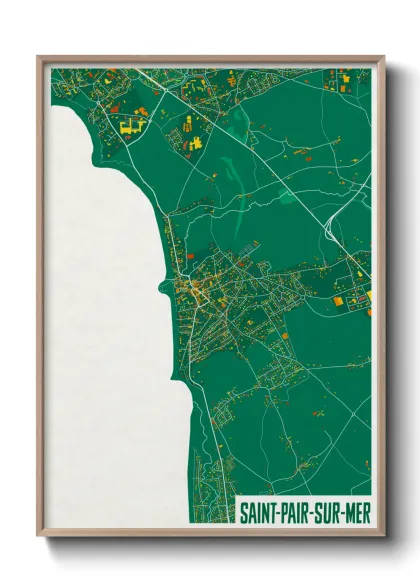 Une affiche de carte sur Saint-Pair-sur-Mer