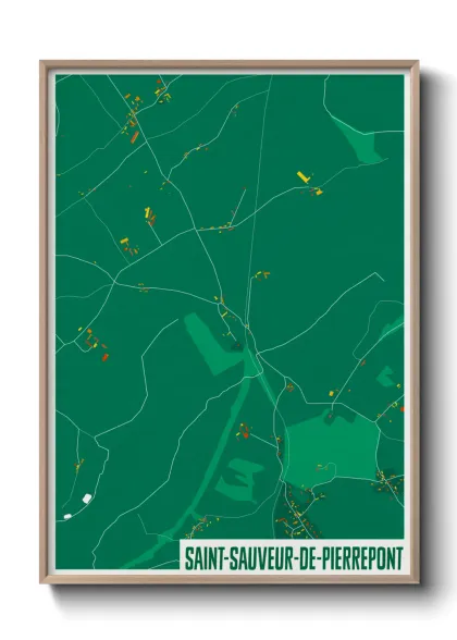 Une affiche de carte sur Saint-Sauveur-de-Pierrepont