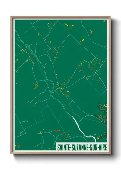 Une affiche de carte sur Sainte-Suzanne-sur-Vire