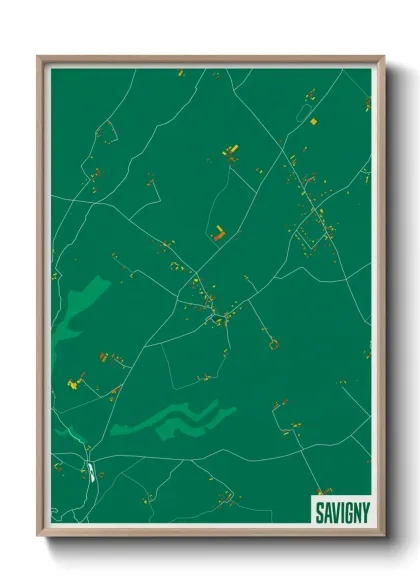 Une affiche de carte sur Savigny
