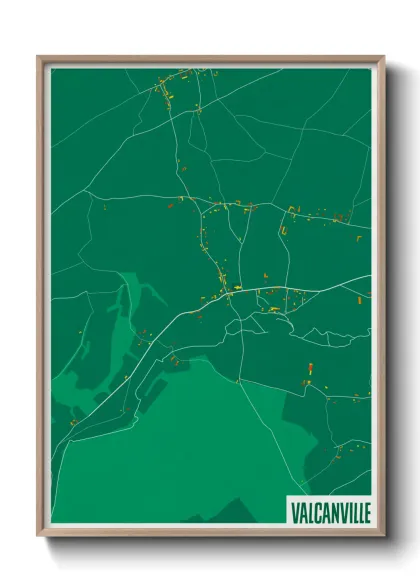 Une affiche de carte sur Valcanville