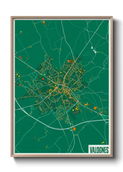 Une affiche de carte sur Valognes