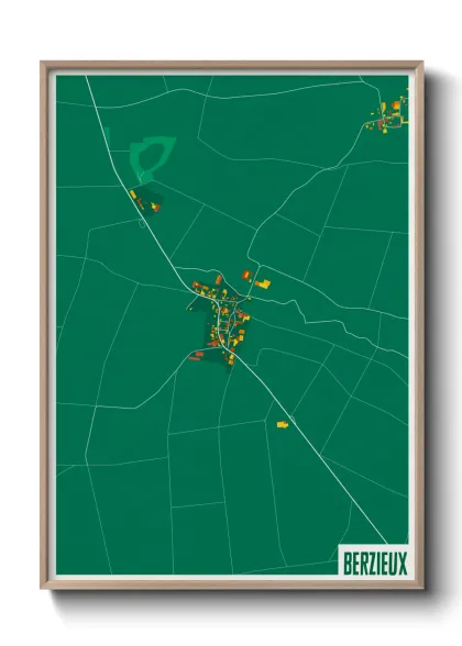 Une affiche de carte sur Berzieux