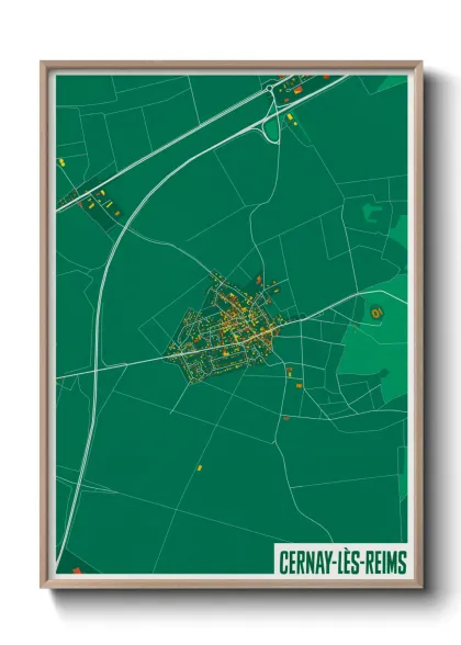 Une affiche de carte sur Cernay-lès-Reims