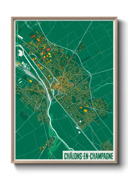 Une affiche de carte sur Châlons-en-Champagne