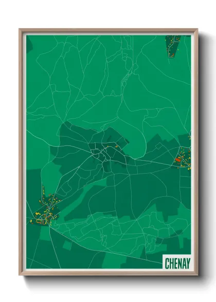 Une affiche de carte sur Chenay