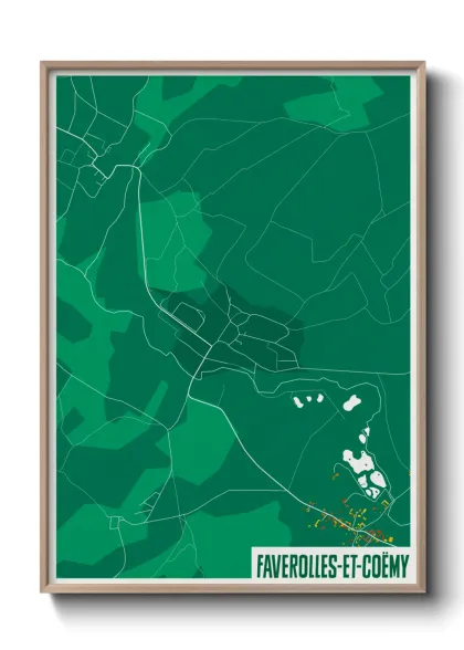 Une affiche de carte sur Faverolles-et-Coëmy