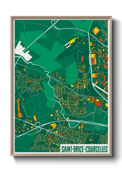 Une affiche de carte sur Saint-Brice-Courcelles