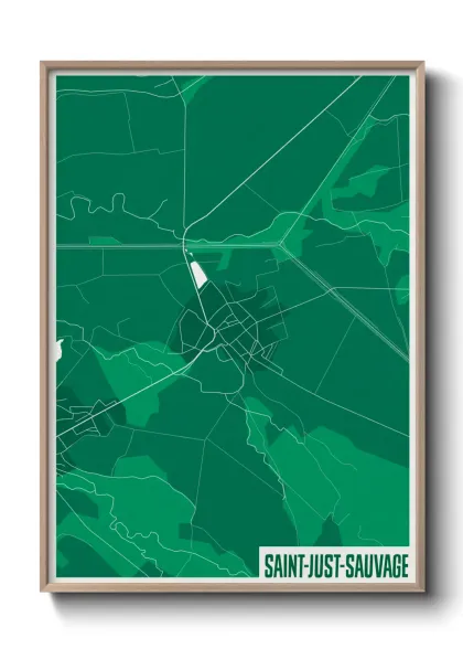 Une affiche de carte sur Saint-Just-Sauvage