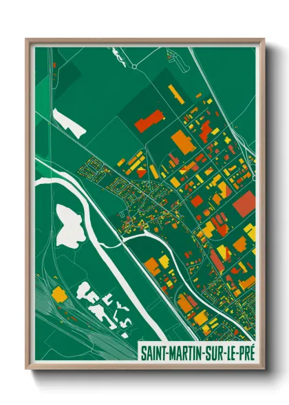 Une affiche de carte sur Saint-Martin-sur-le-Pré