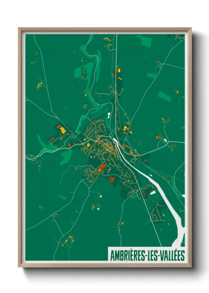 Une affiche de carte sur Ambrières-les-Vallées