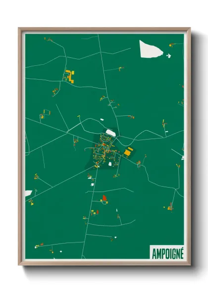 Une affiche de carte sur Ampoigné