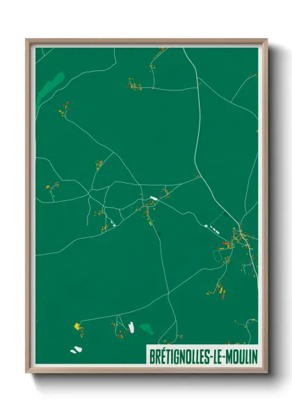 Une affiche de carte sur Brétignolles-le-Moulin