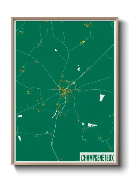 Une affiche de carte sur Champgenéteux