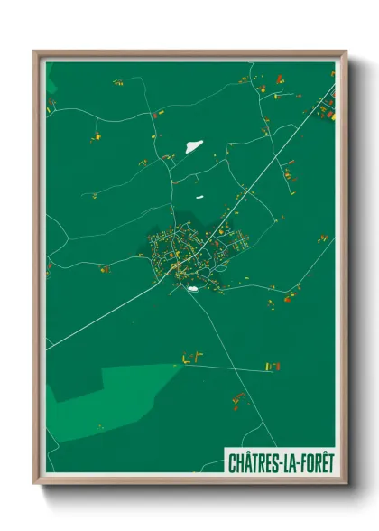 Une affiche de carte sur Châtres-la-Forêt
