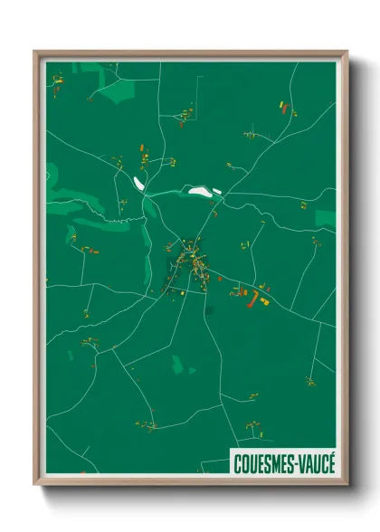 Une affiche de carte sur Couesmes-Vaucé