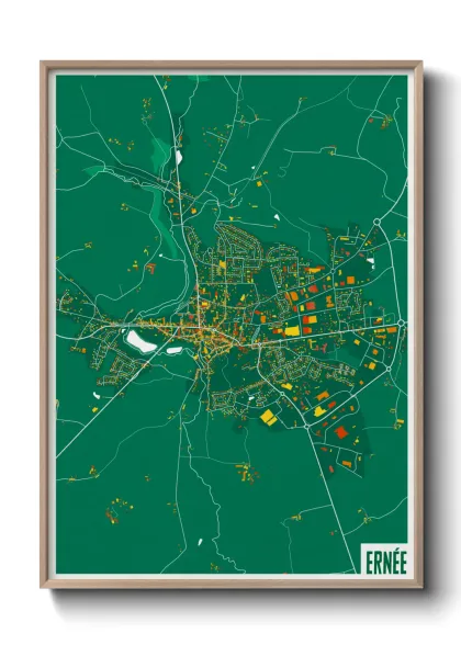 Une affiche de carte sur Ernée