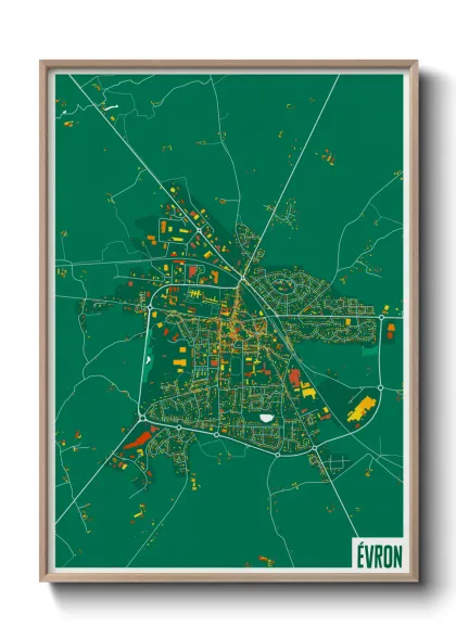 Une affiche de carte sur Évron