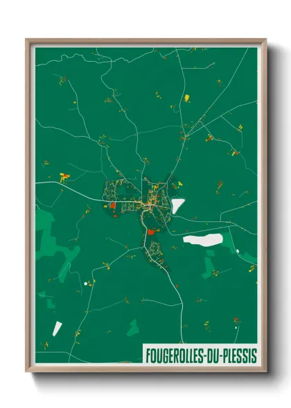 Une affiche de carte sur Fougerolles-du-Plessis
