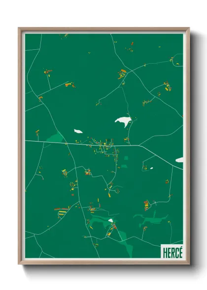 Une affiche de carte sur Hercé