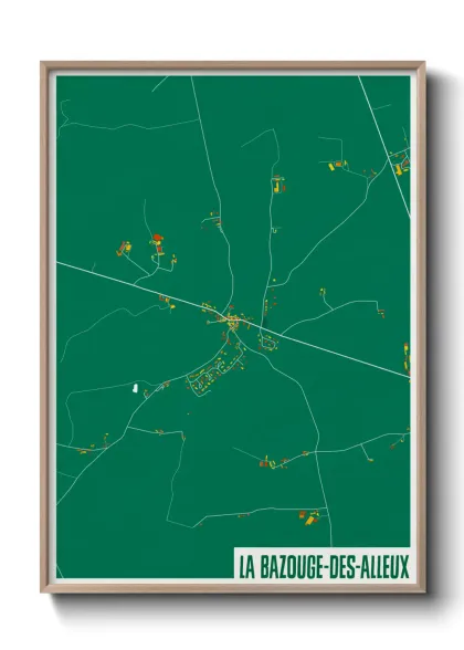 Une affiche de carte sur La Bazouge-des-Alleux