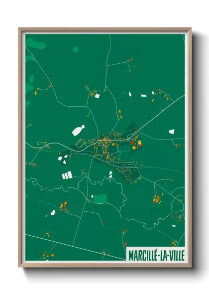Une affiche de carte sur Marcillé-la-Ville