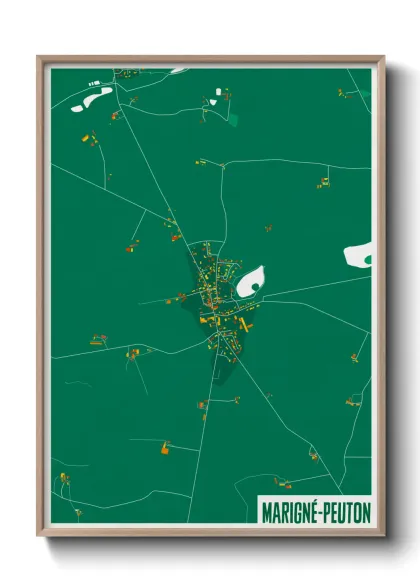 Une affiche de carte sur Marigné-Peuton