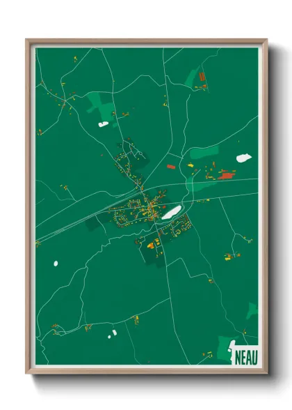 Une affiche de carte sur Neau