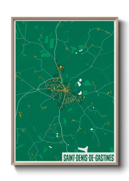 Une affiche de carte sur Saint-Denis-de-Gastines