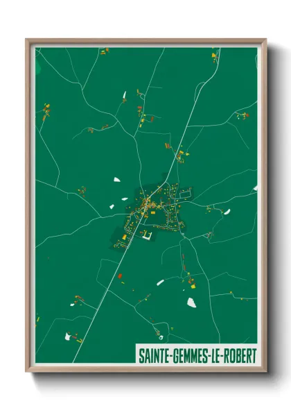 Une affiche de carte sur Sainte-Gemmes-le-Robert
