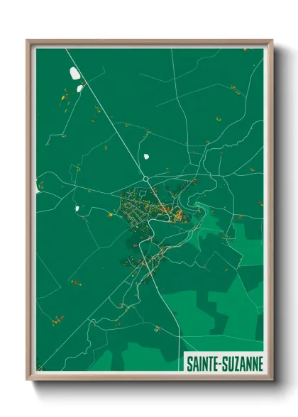 Une affiche de carte sur Sainte-Suzanne