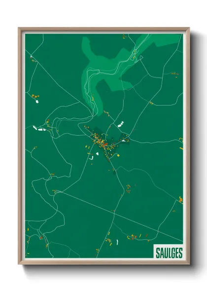 Une affiche de carte sur Saulges