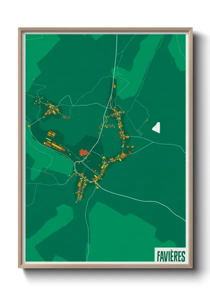 Une affiche de carte sur Favières