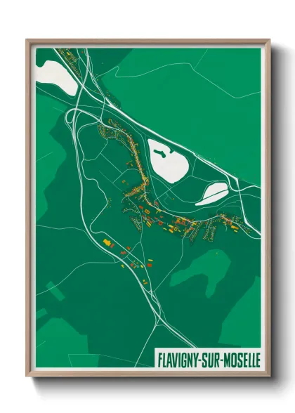 Une affiche de carte sur Flavigny-sur-Moselle