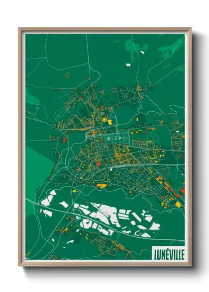 Une affiche de carte sur Lunéville