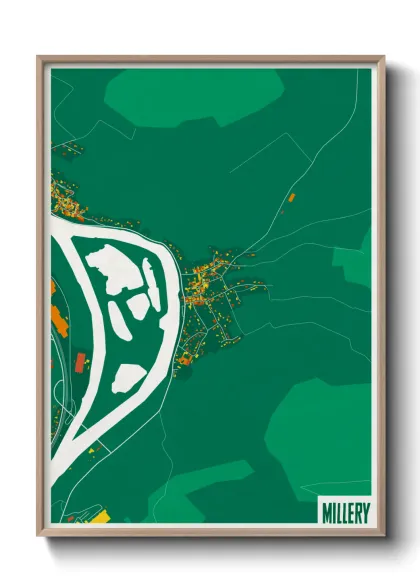 Une affiche de carte sur Millery