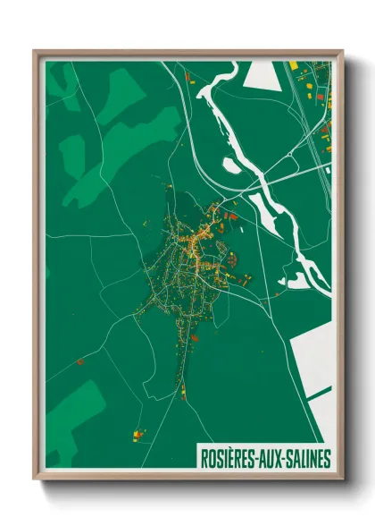 Une affiche de carte sur Rosières-aux-Salines