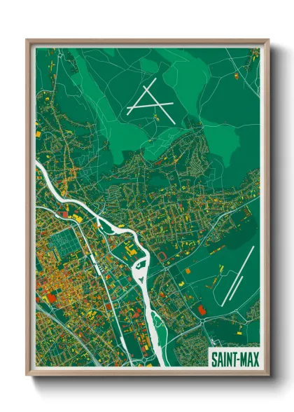 Une affiche de carte sur Saint-Max